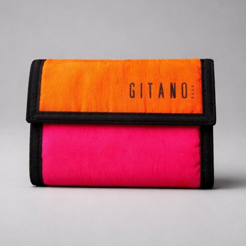 Gitano Trifold Wallet Neon Colorblock Excellent Vintage Nylon 90s 80s